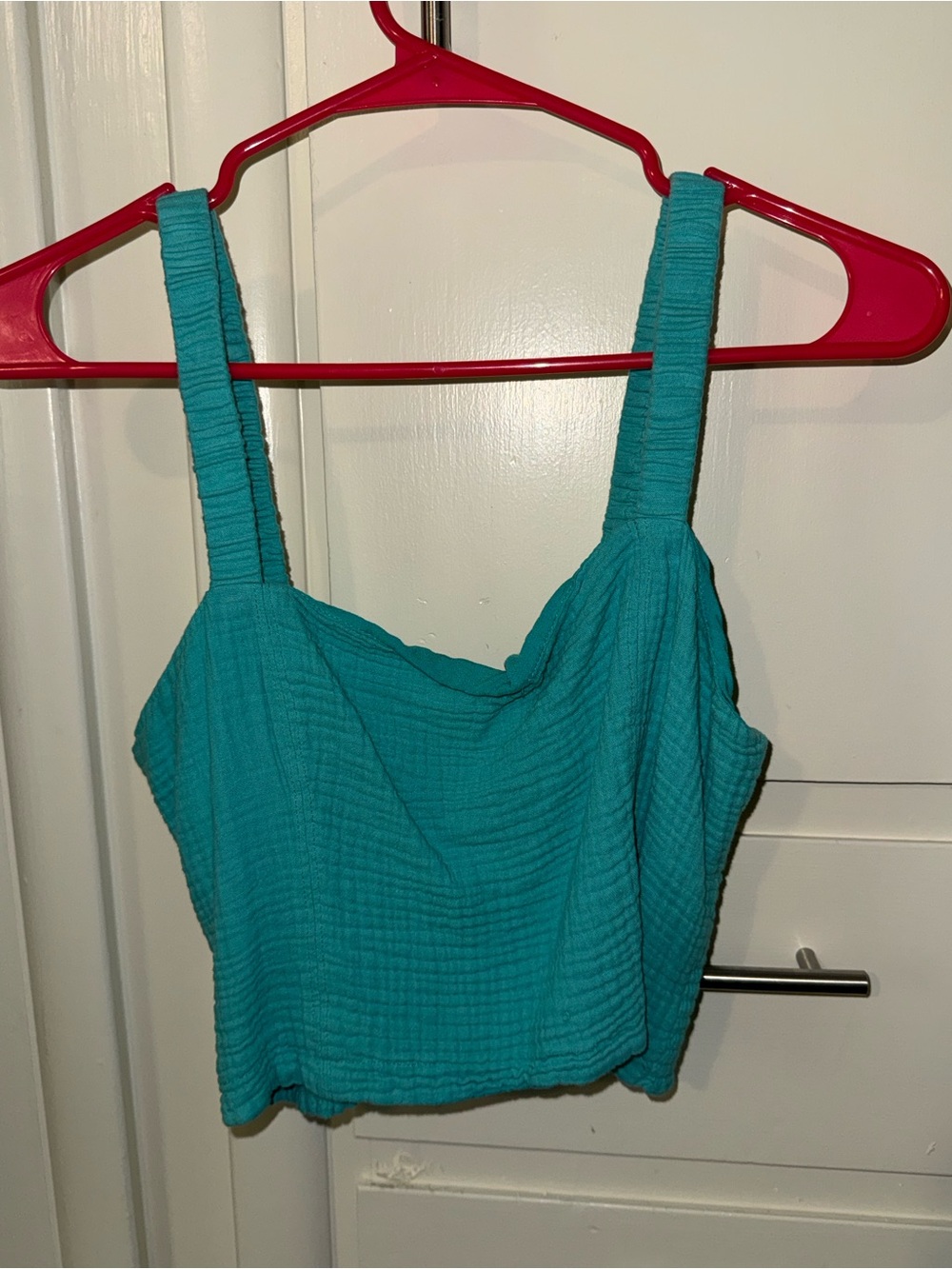 Z Supply Teal Cropped Tank with Ruched Straps